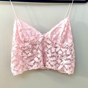 NWT, Free People Intimately Lace Bralette, Size Medium, Color -Rose